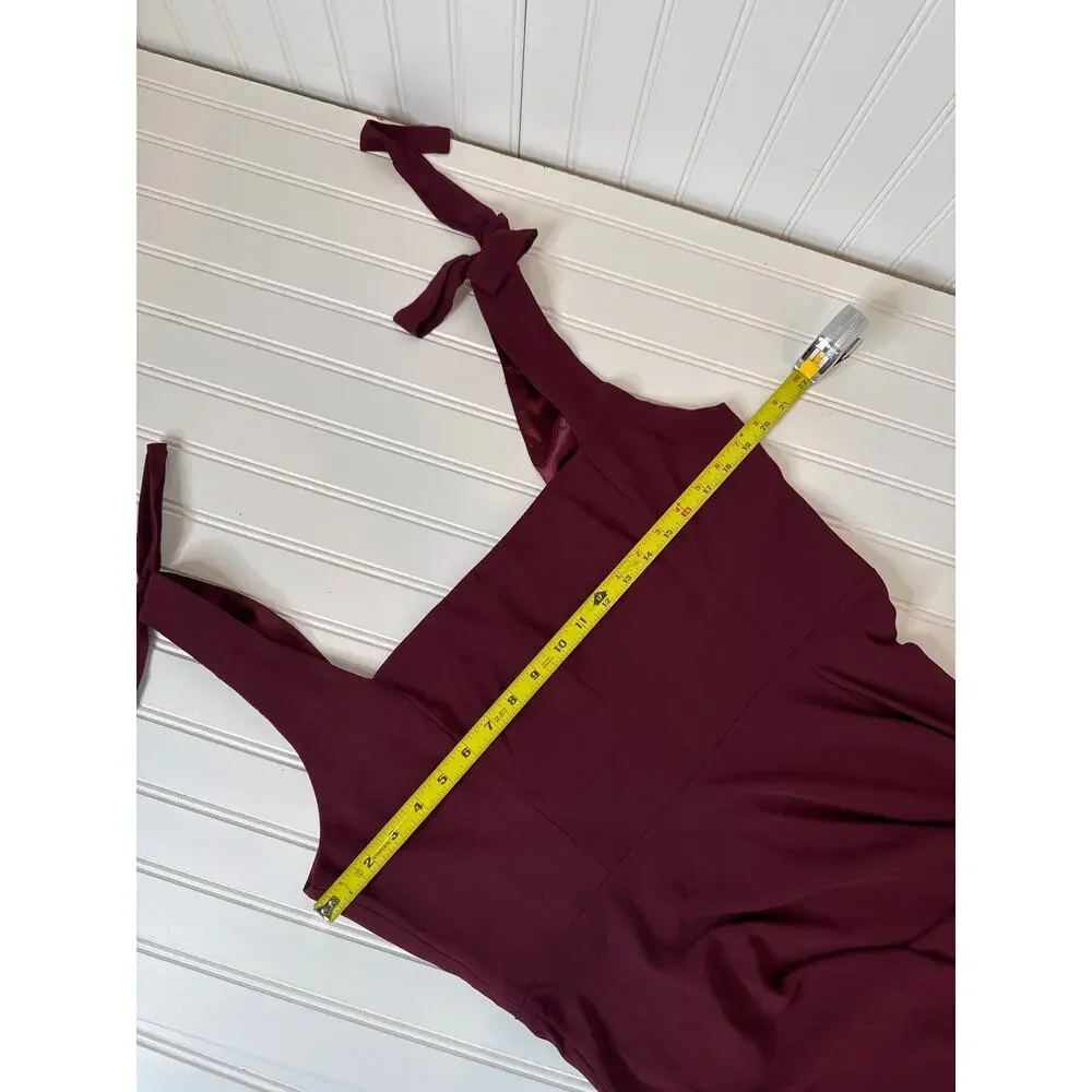 NWT Lulus Love Me Forever Burgundy Tie-Strap Square Neck Maxi Dress Size XL